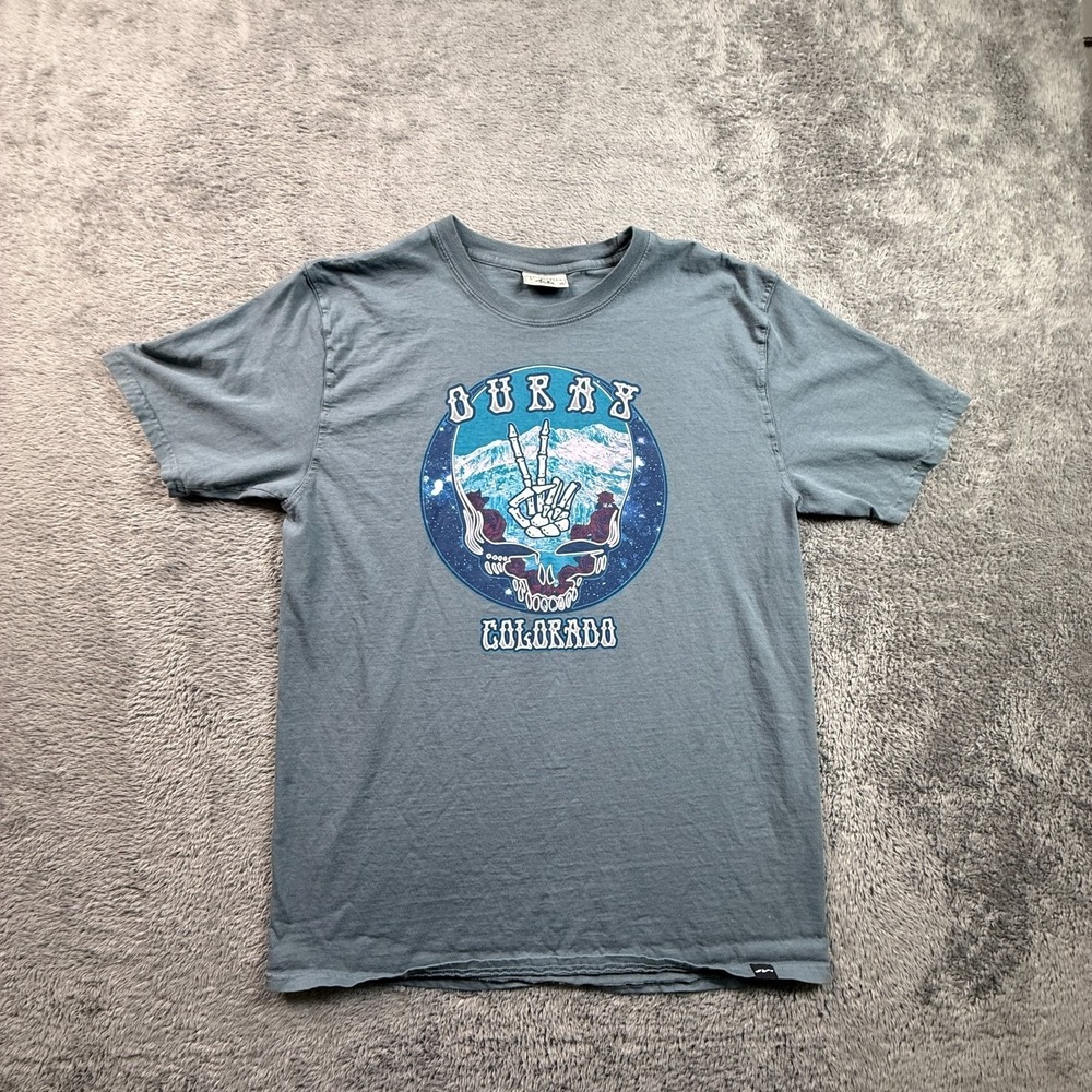 Techstyles Mens M Ouray Colorado Grateful Dead Style T-Shirt Gray Crew Neck